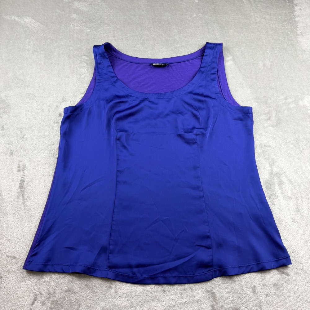 DKNY Donna Karan Women's L Large New York Purple Satin Mixed Media Tank Top